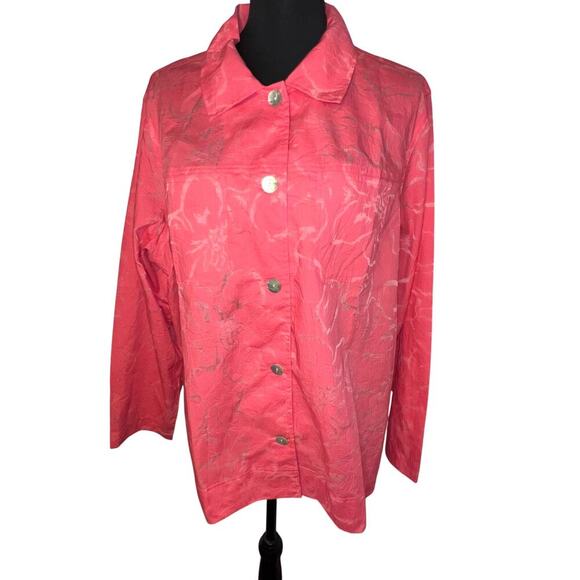 d & co Ladies iridescent microfiber oyster shell cottage core Y2K coral shacket - Picture 2 of 9